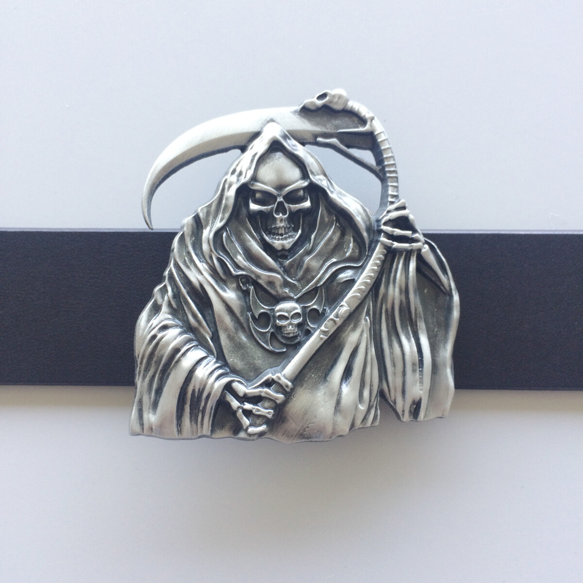 Belt Buckle for Men Antique Brushed Silver Grim Reaper Belt Buckle