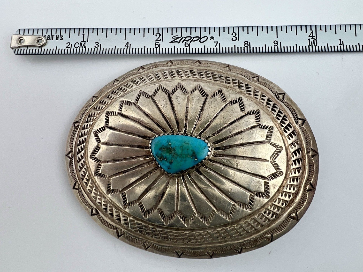 Vintage Navajo Sterling Silver Buckle Turquoise Signed J Blackgoat