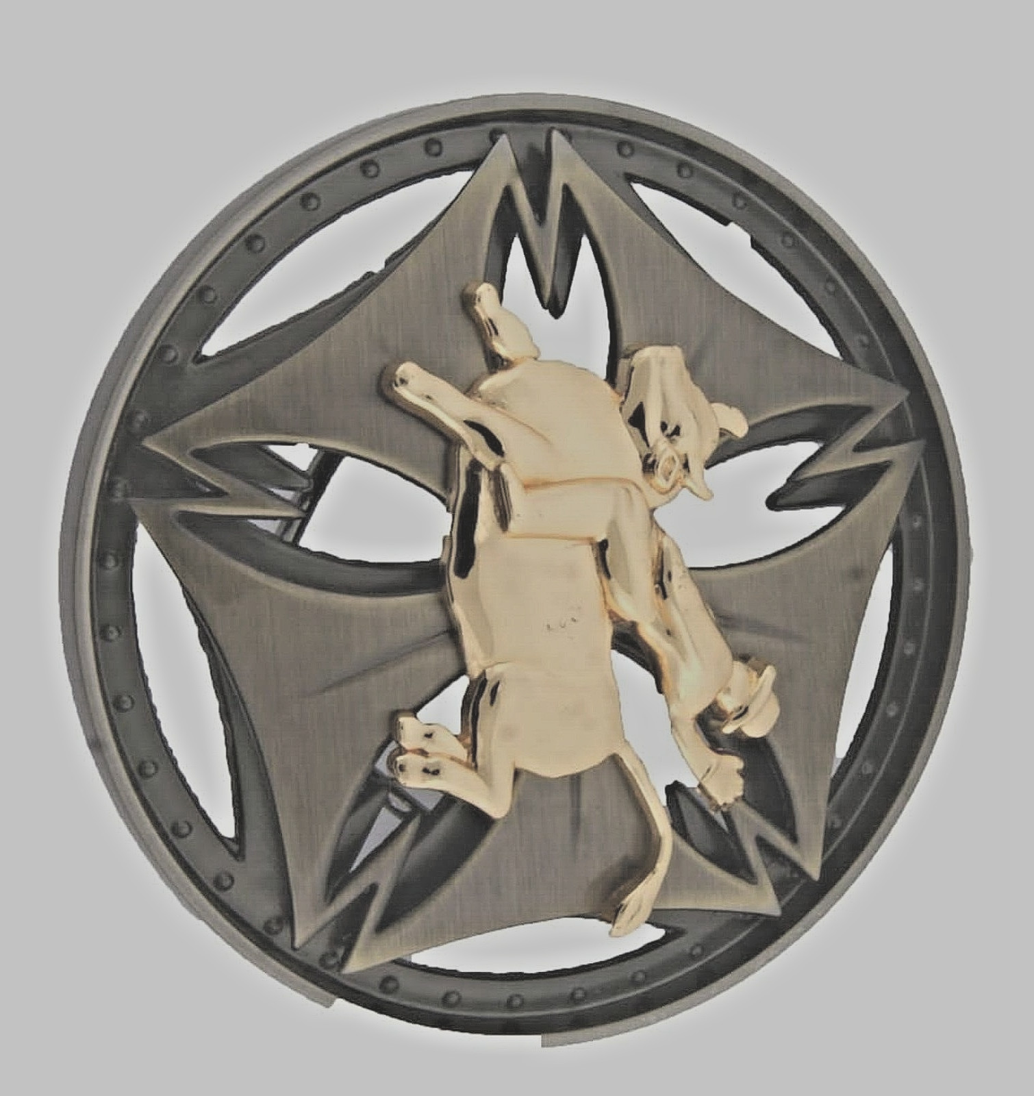 Bull Belt Buckle Vintage Spinner Gold Metal Rider Rodeo Western Cowgirl Cowboy