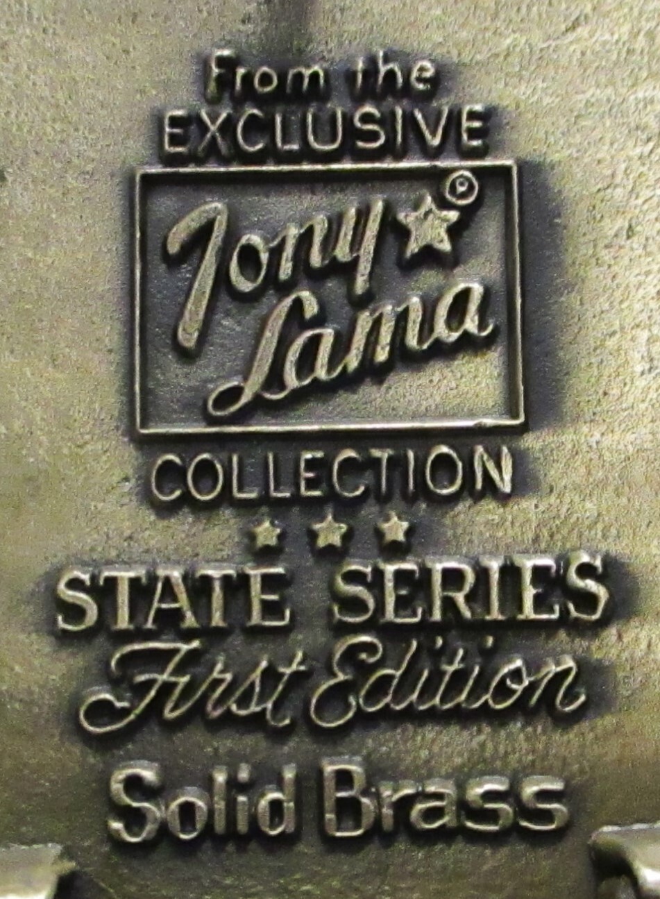 TONY LAMA State Series Collection ILLINOIS Seal Brass Belt Buckle 1ST ED Eagle