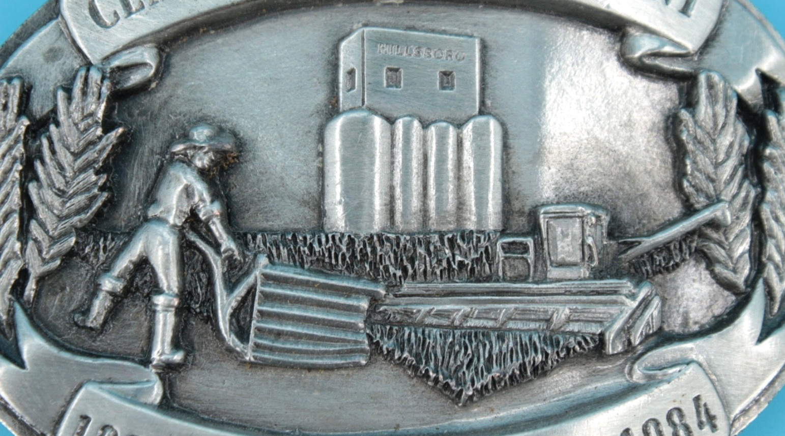 VTG 80s Hillsboro Kansas Centennial Western Commemorative Belt Buckle