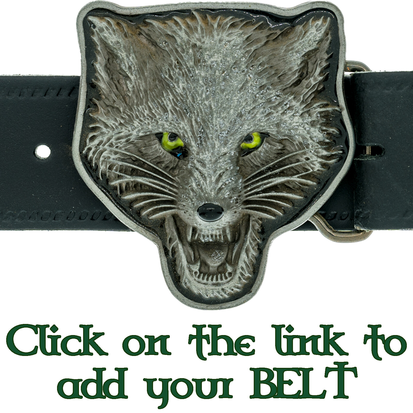 Wolf Belt Buckle Biker Coyote Werewolf Green Eyes Native American
