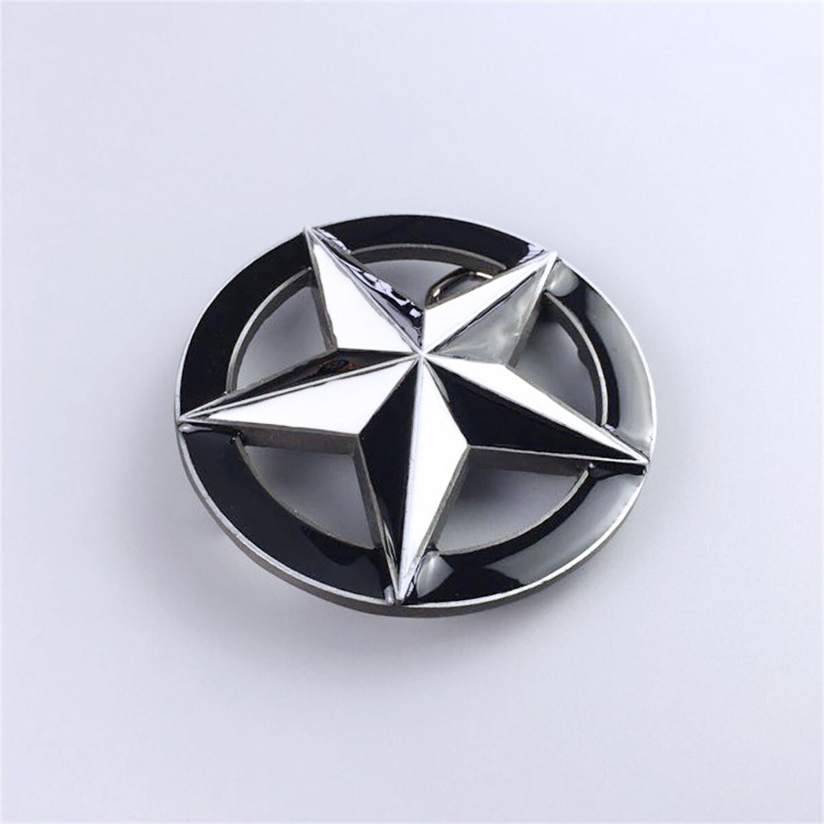 Vintage Black White Enamel Circle Star Belt Buckle Boucle de ceinture