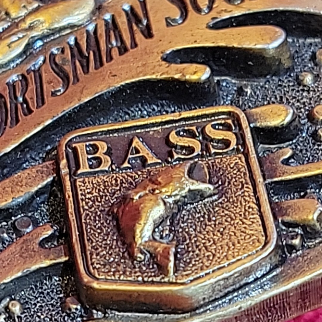 3&Prime; BELT BUCKLE Bass Anglers Sportsman Society VINTAGE B.A.S.S. Brass metal Fish