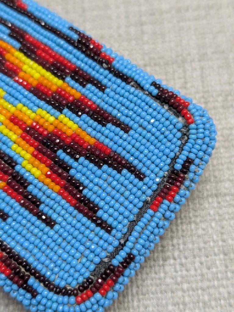 vintage NATIVE AMERICAN belt buckle BEADED handcraft NAVAJO indian western