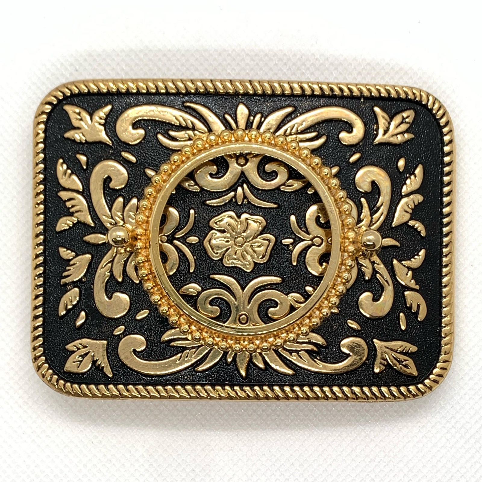 Silver Dollar Black & Gold Western Style Belt Buckle