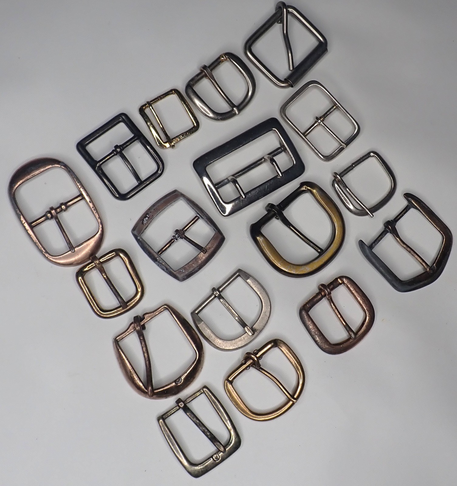 Lot of 17 Vintage Belt Buckles Mixed Sizes Finishes Brass Steel Levi&rsquo;s Prym Leat