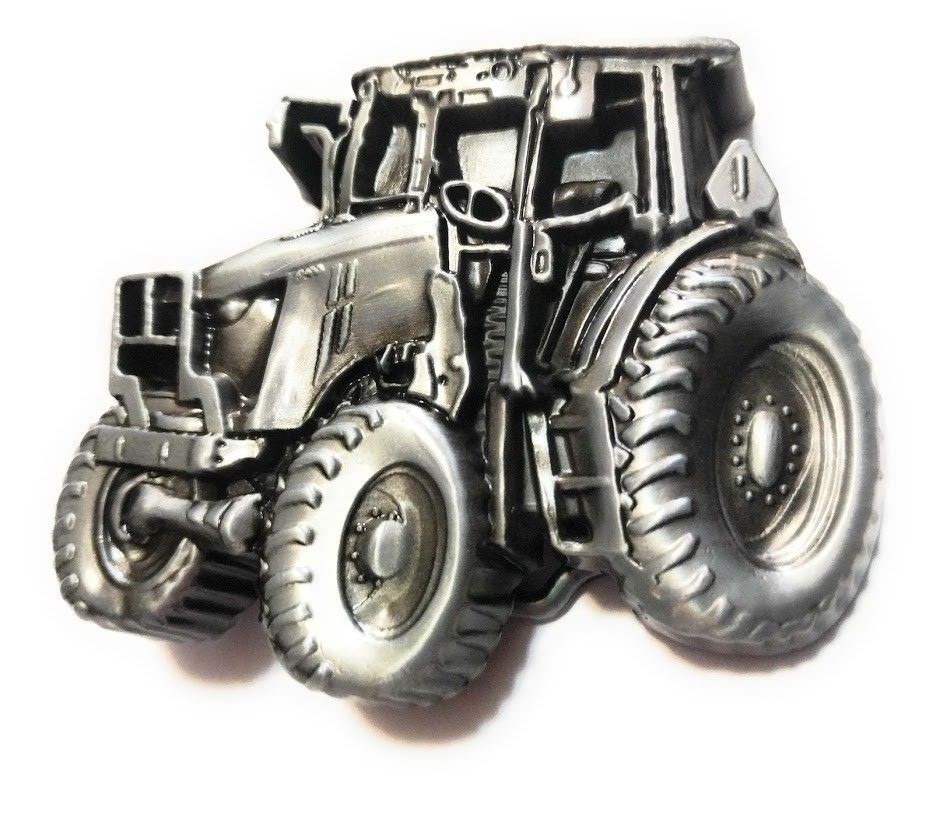 ♈ Raised Graphics ♈ Antique Silver Color tractor mens Belt Buckle Country Farm