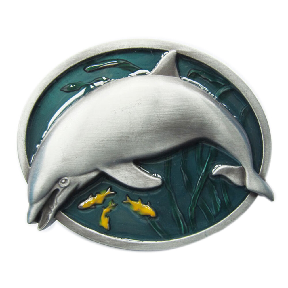 Dolphin Fish Wildlife Enamel Metal Belt Buckle