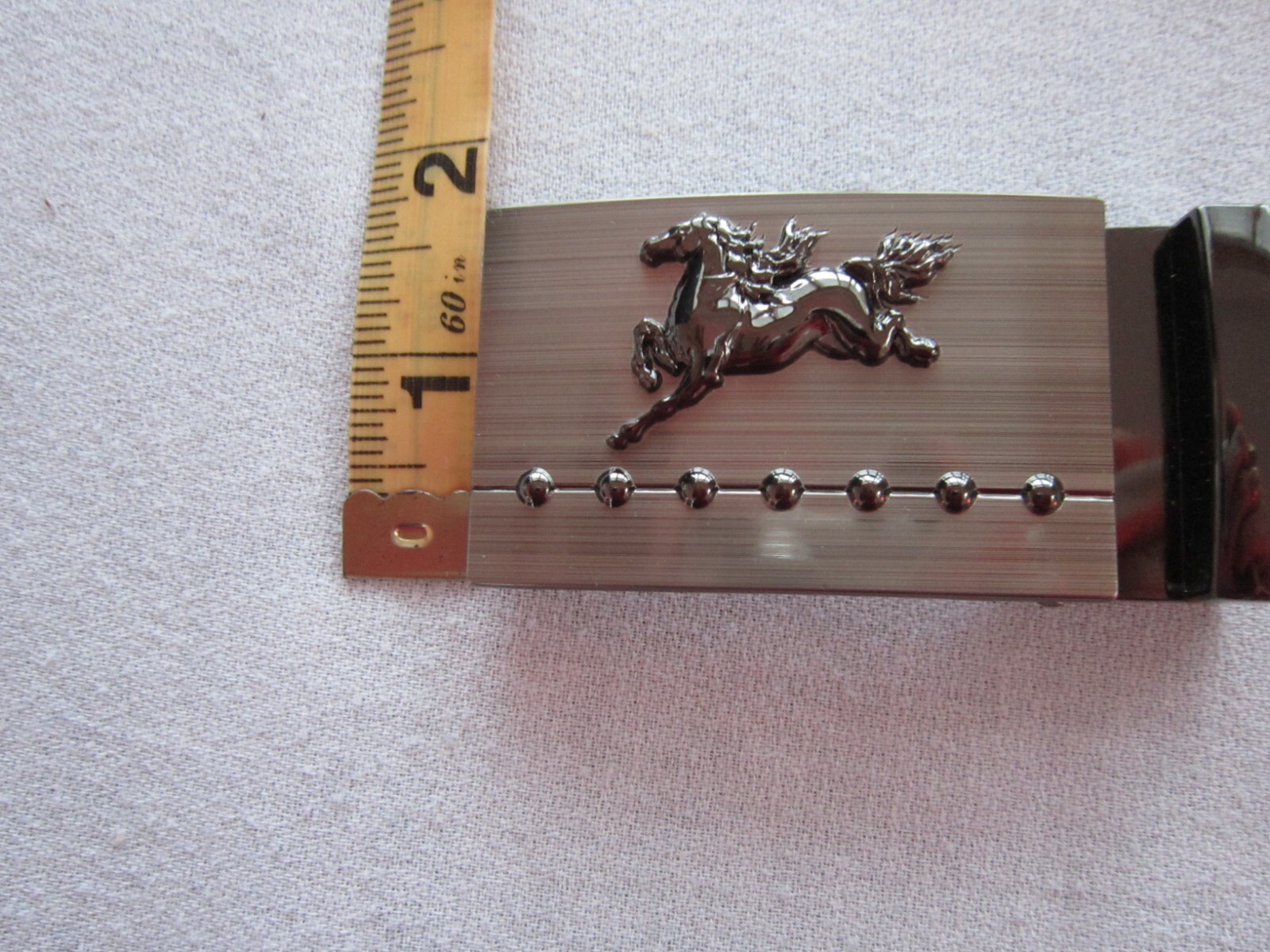 Western HORSE Bronco BELT BUCKLE Brushed METAL Slide Style Like New