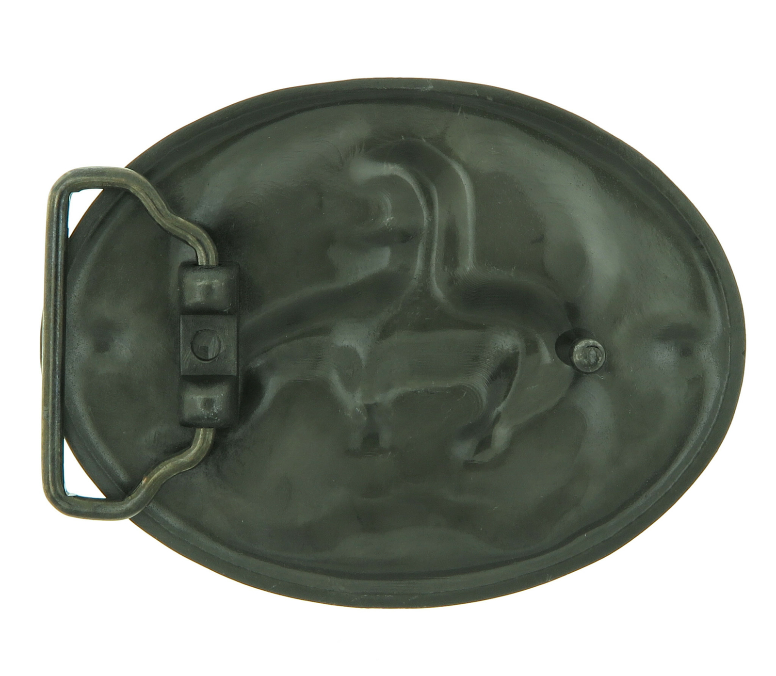 End of Trail American Indian on Horse Western Green Enamel Belt Buckle
