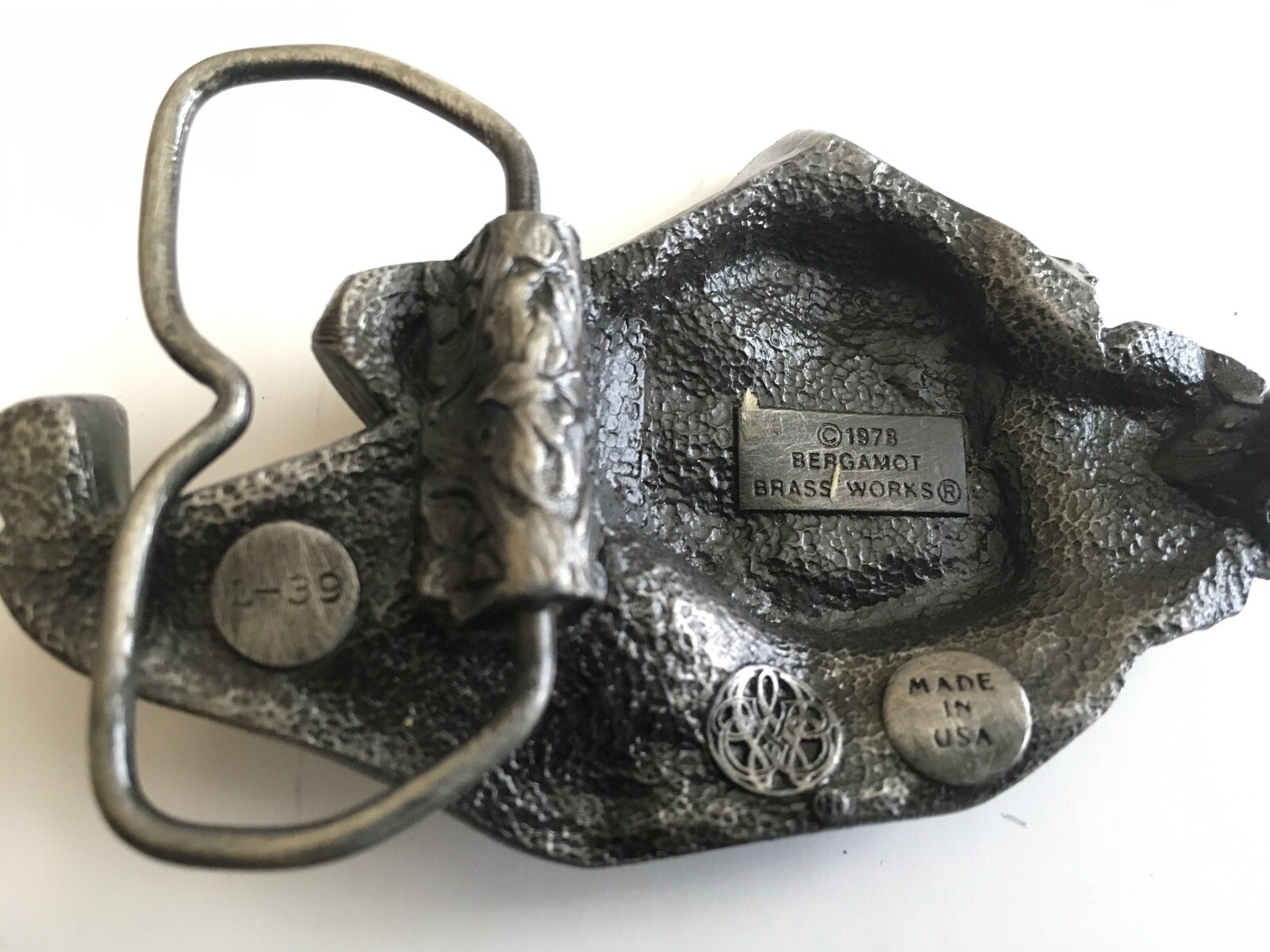 3 Vintage Belt Buckles – Snow Machine, Bull Dozer, Sail Boat – Unused