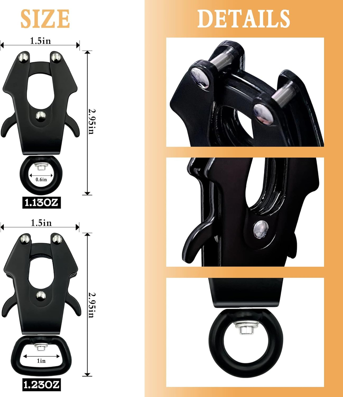 2 Pcs Dog Leash Buckle Aluminum Alloy Heavy Duty Quick Release Locking Frog Clip