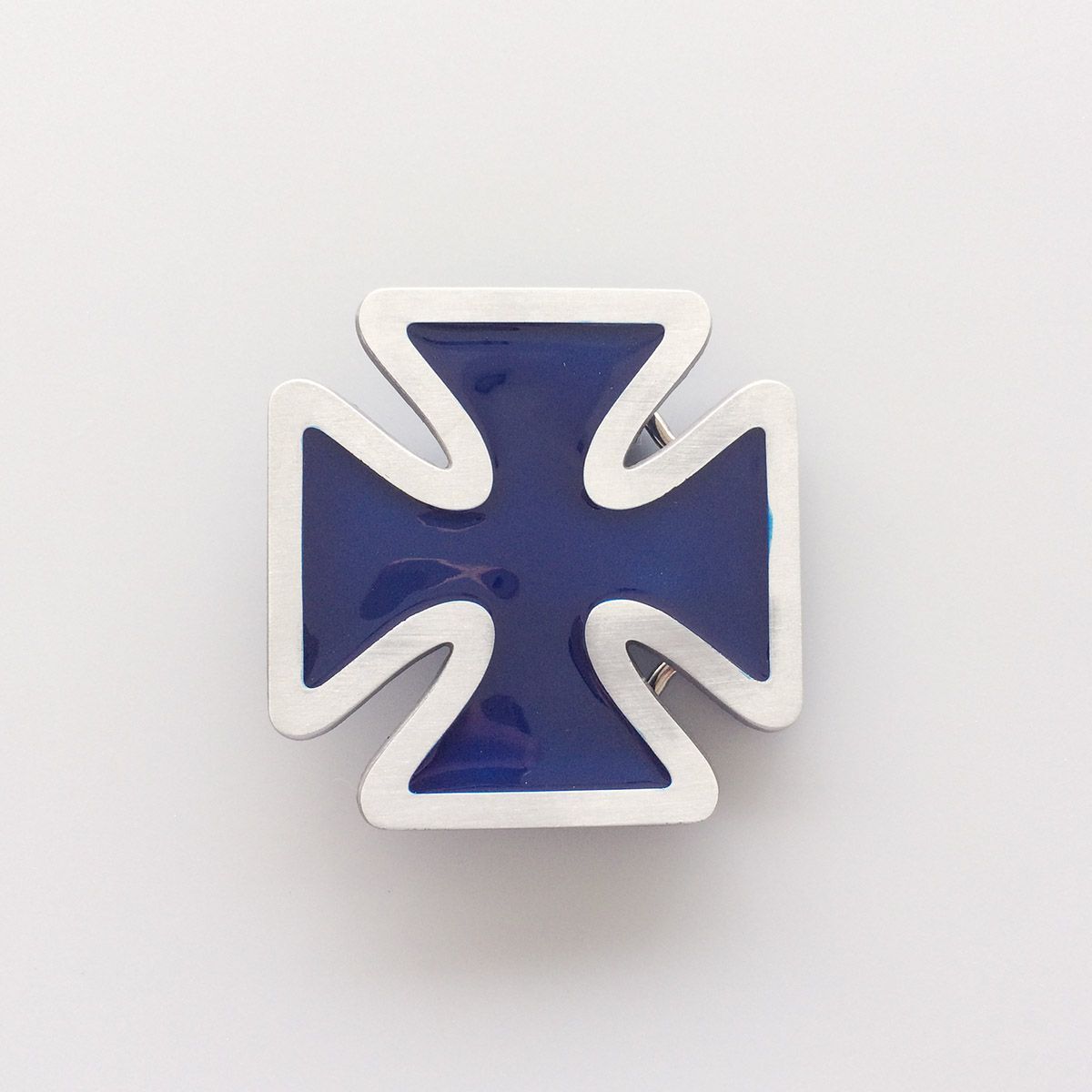 Blue Iron Cross Western Enamel Belt Buckle