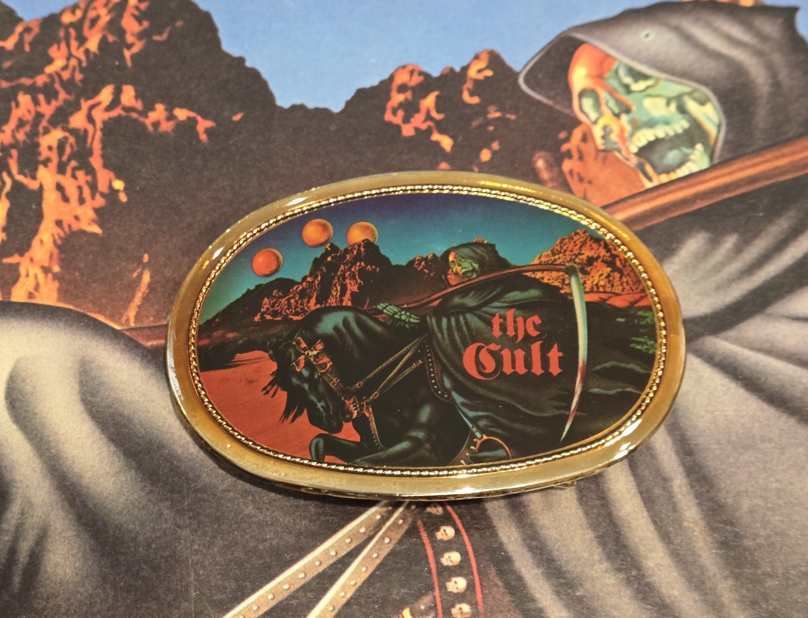 Vintage 1977 Blue Oyster Cult Belt Pacifica Mylar Belt Buckle Nice!!!