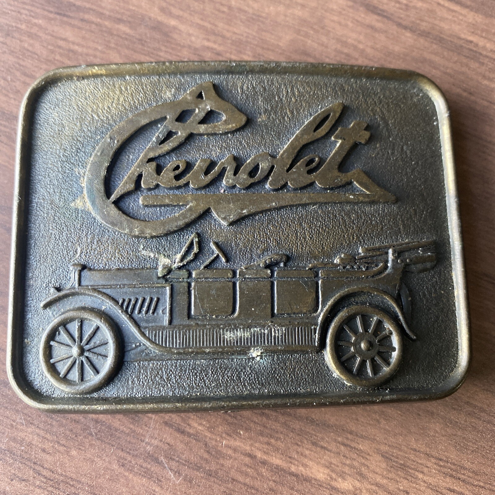 Vintage RJ Roberts Co. Belt Buckle Chevrolet Car Logo RJR Rochester Michigan