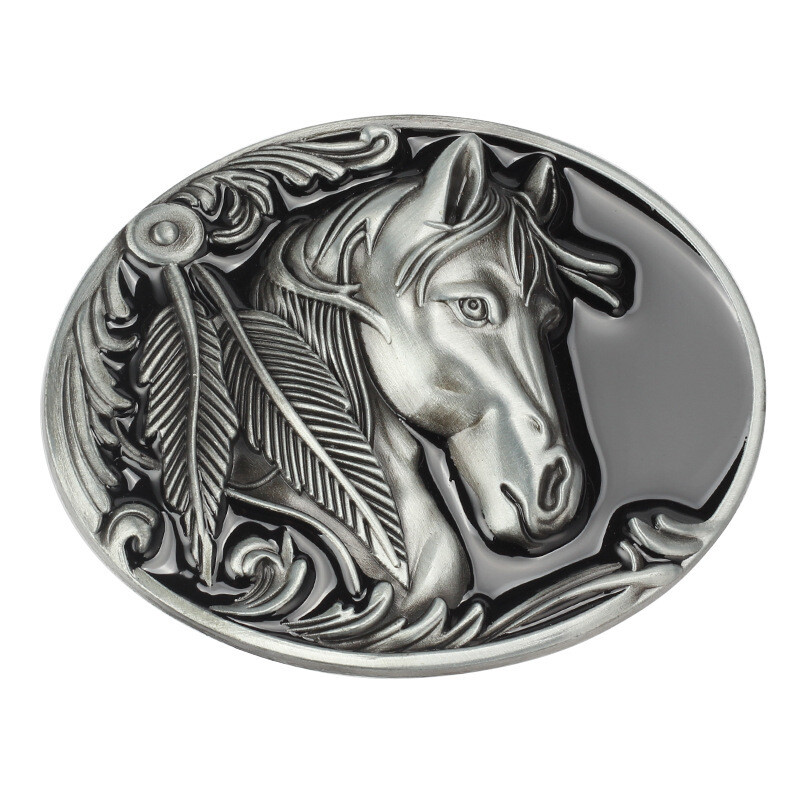 Horse Head Belt Buckle Western Cowboy Motorcycle Riding Belt Buckle