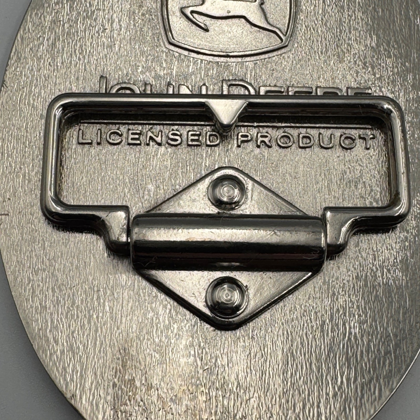 John Deere Belt Buckle Nothing Runs Like A Deere Silver Green Logo Diamond Plate