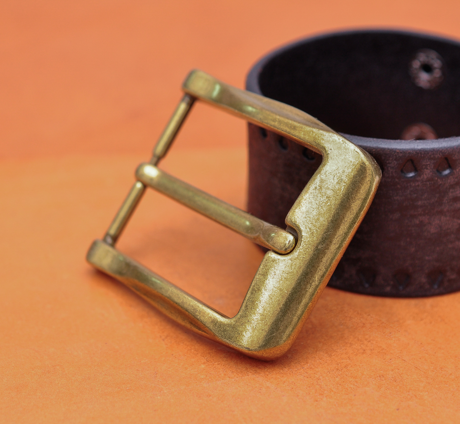 40mm Cool Retro Antique Brass Casual Men Single Pin Prong Leather Belt Buckle