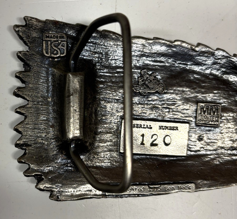 MM Limited Chicago Brass Bald Eagle Head Belt Buckle 5&Prime; Wide #120 Vintage 1975