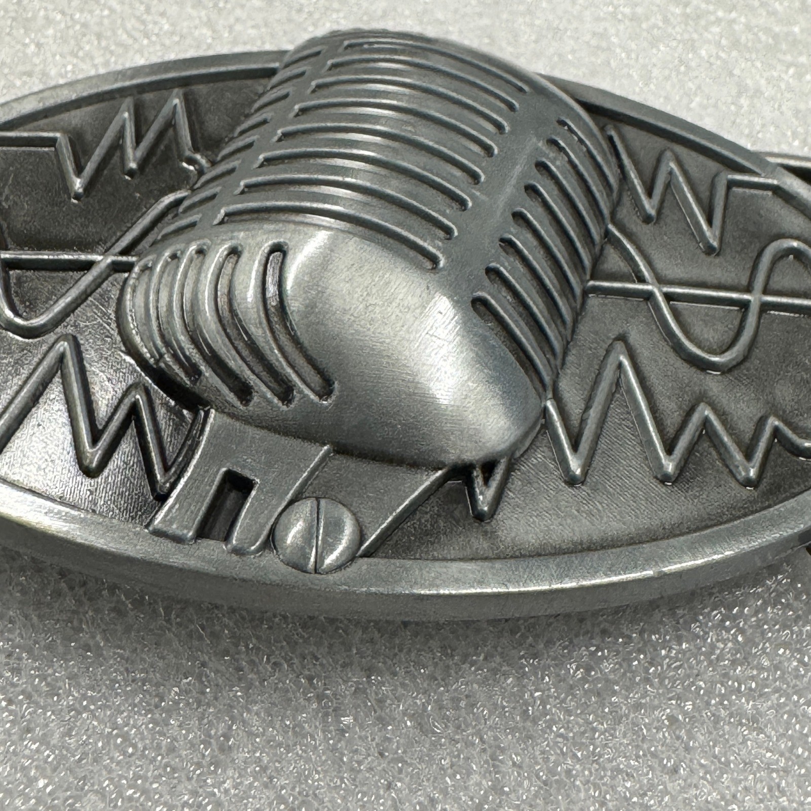 Microphone Sound Wave Belt Buckle Retro Music Rockabilly Metal