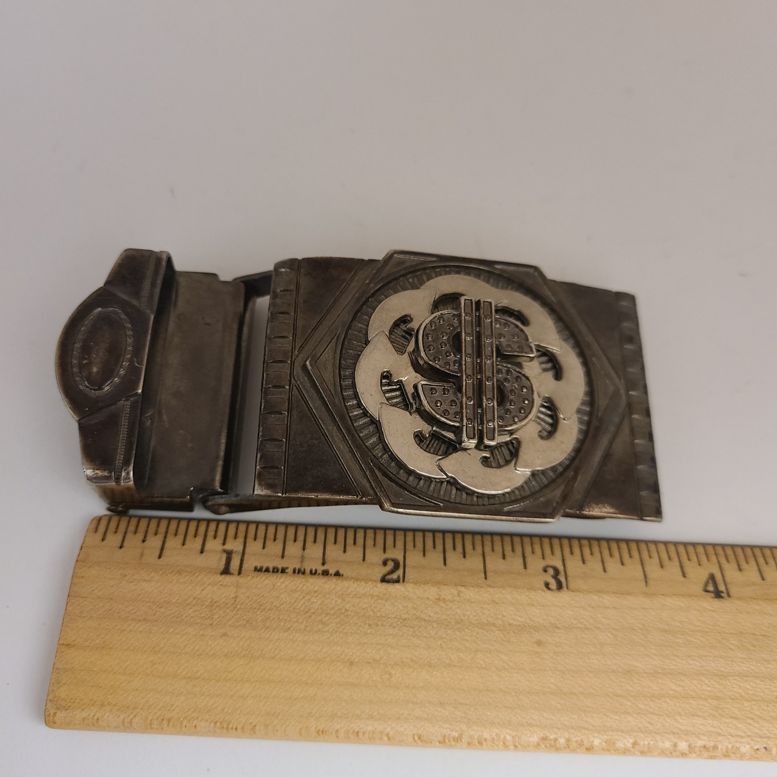 Silver Tone Dollar Sign Belt Buckle Spinner Spinning for 1.5&Prime; Belt