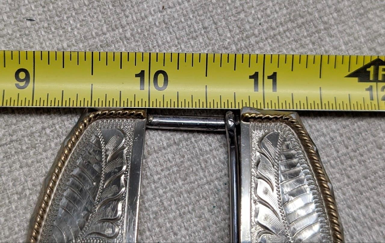 vintage 4PC belt buckle TEXAS custom made GERMAN SILVER nickel silver WESTERN