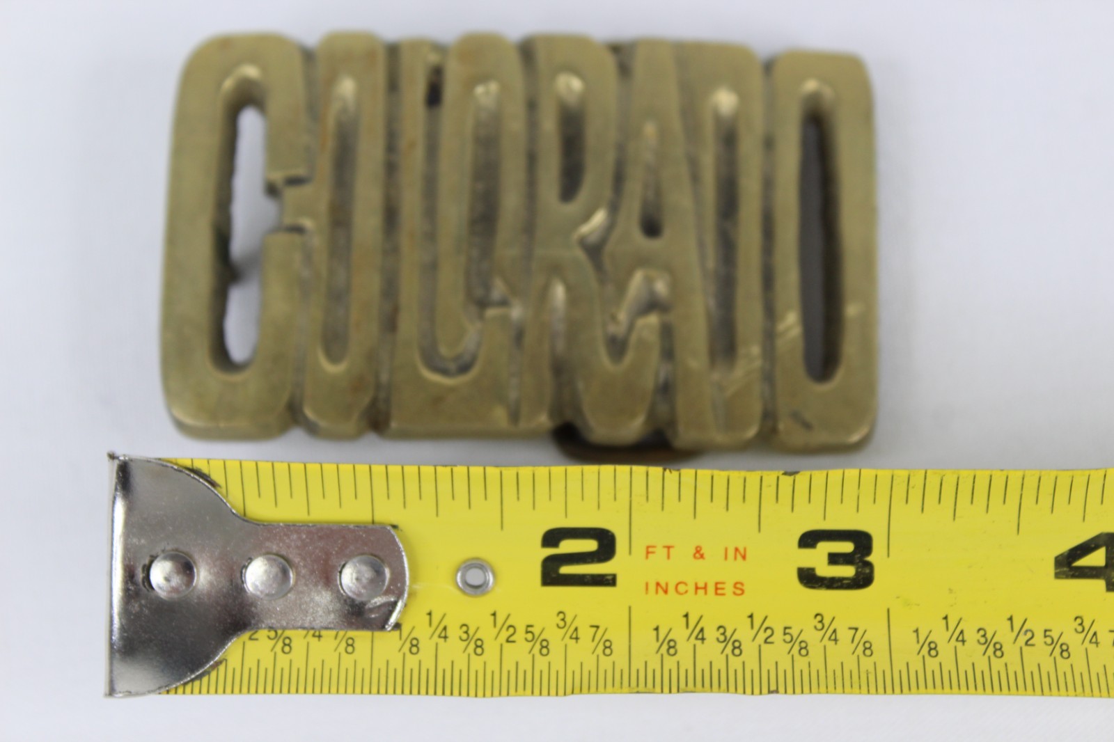 Vintage Colorado Spell Out Brass Belt Buckle State Made in Taiwan
