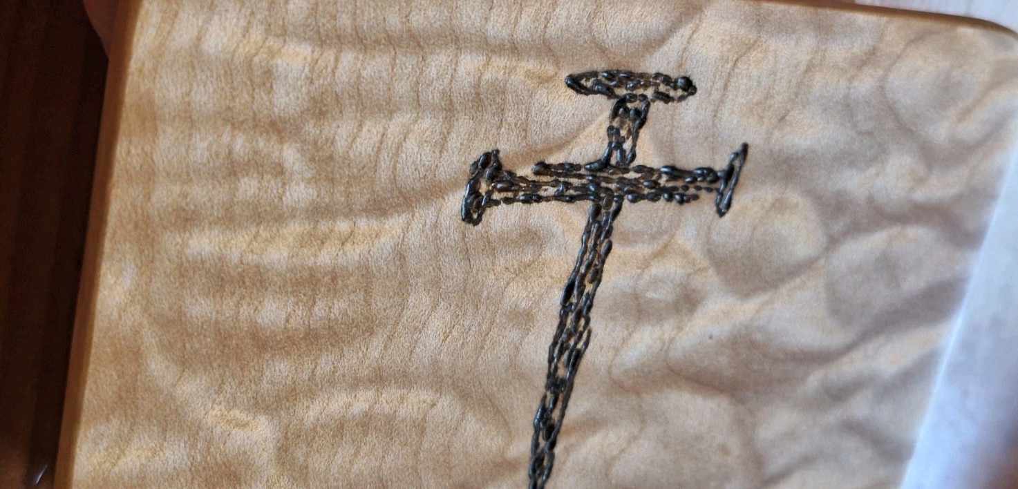 Handmade 4 1/8&Prime; X 2 3/4&Prime; Belt Buckle Wood w/3 Nail Cross Design
