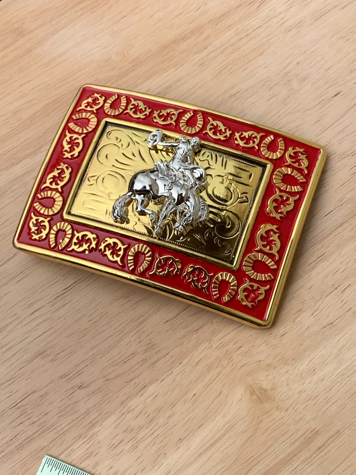 Western Buckle Gold Silver Red Horse Rider Cowboy Fit 2 » Hebilla Vaquero