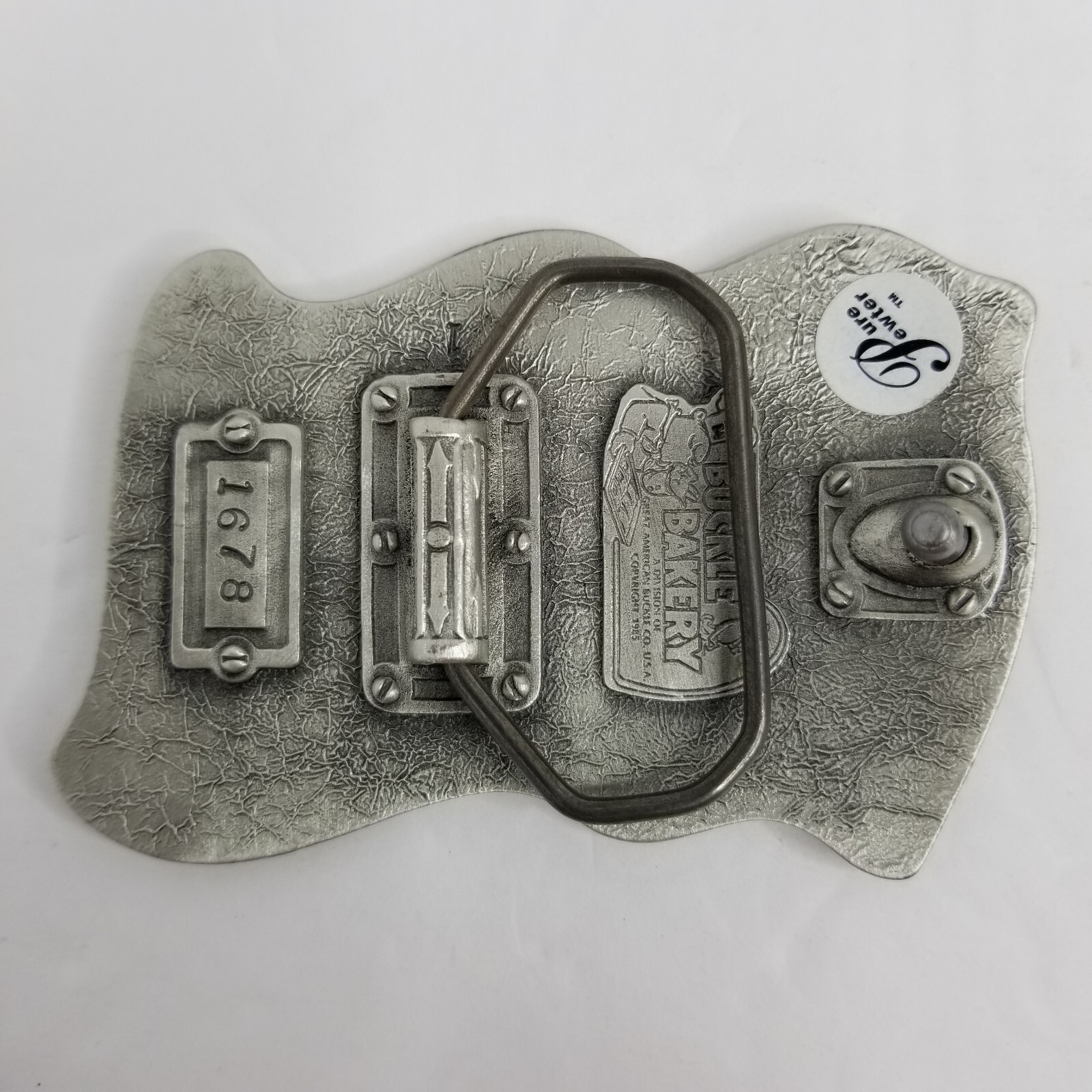 Mexican Flag Belt Buckle, Enamel Pewter, 3-1/4&Prime; x 2-1/4&Prime;, Buckle Bakery, New