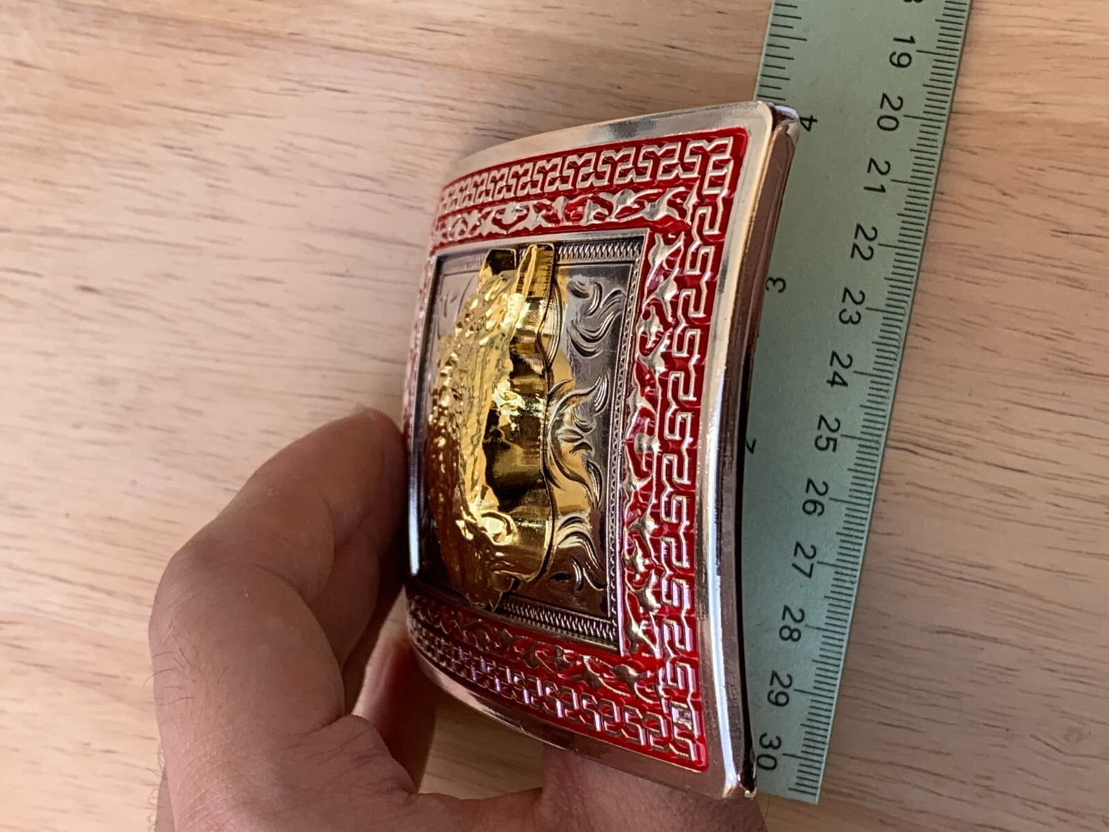 Western Buckle Gold Silver Red Horse Head Cowboy Buckle 2 » Hebilla Vaquero