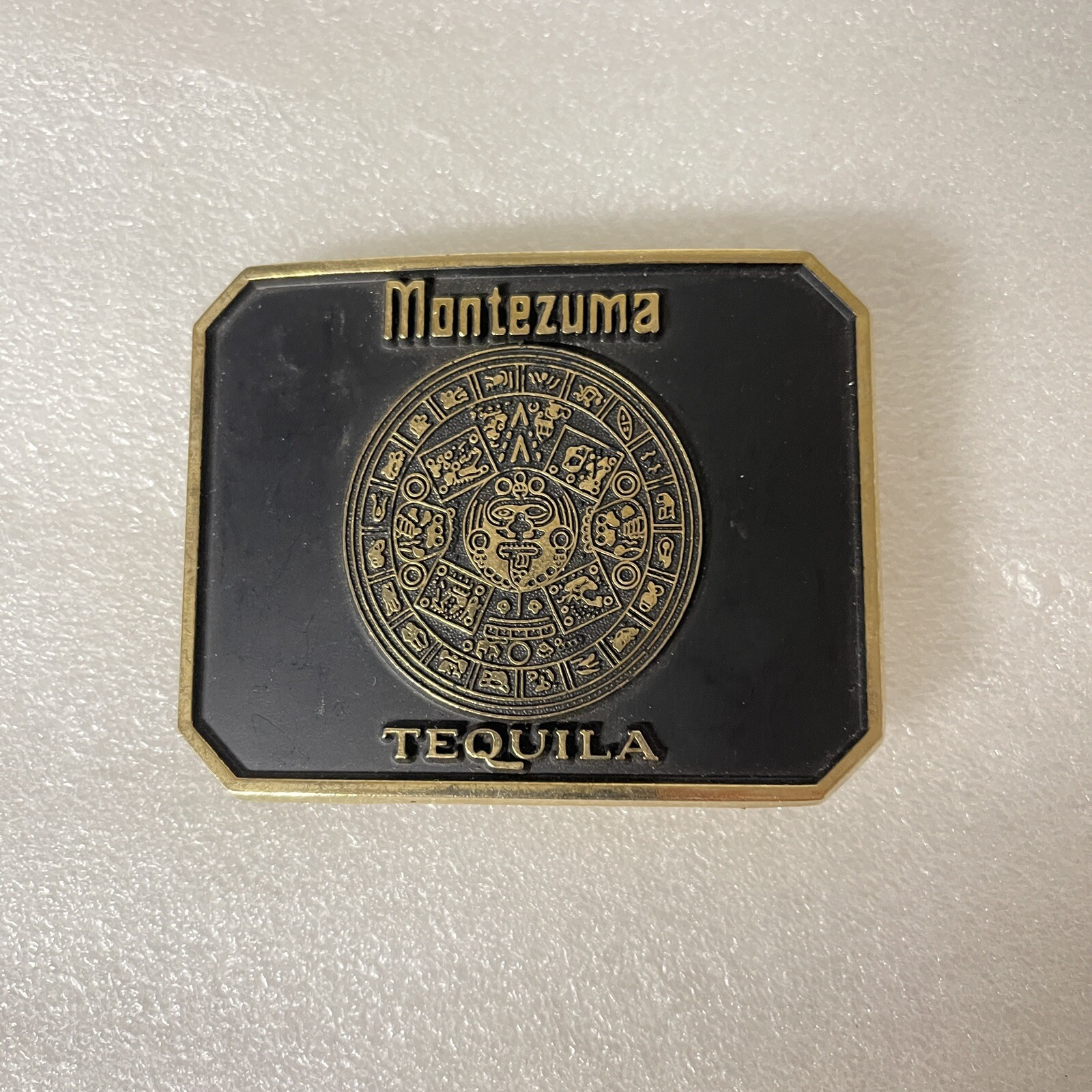 Montezuma Tequila Men’s Belt Buckle By Barton’s Brands Gold And Black