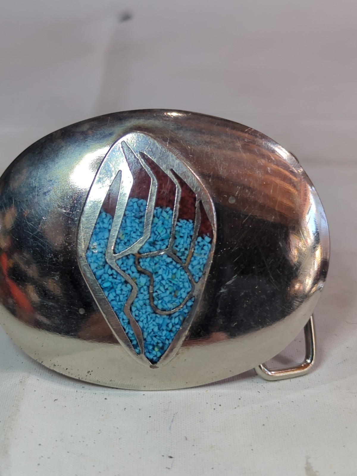 Vintage Native American Turquoise bear paw belt buckle