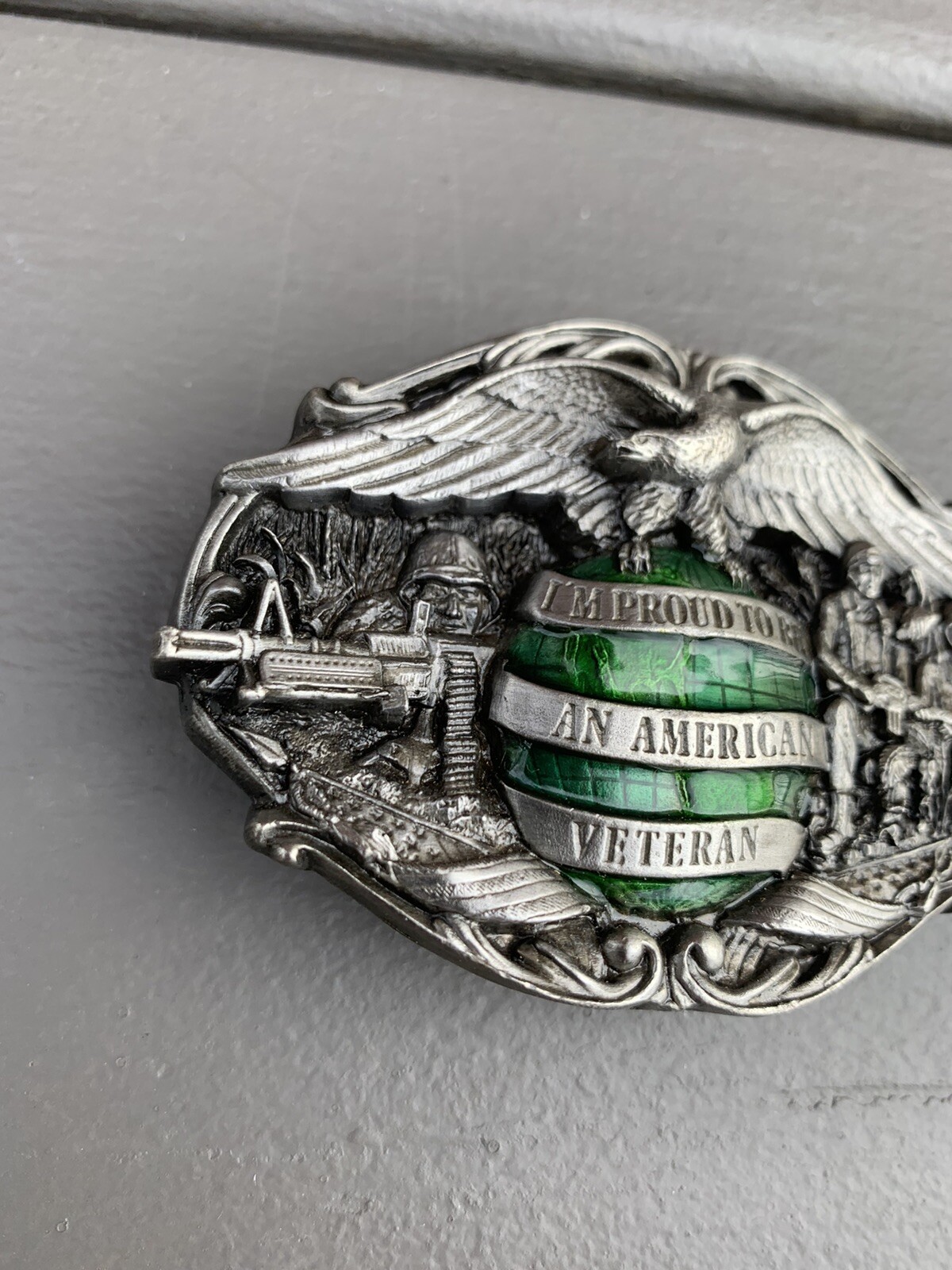 I&rsquo;M PROUD TO BE AN AMERICAN VETERAN Belt Buckle XLNT! **FAST SHIP** MADE IN USA!