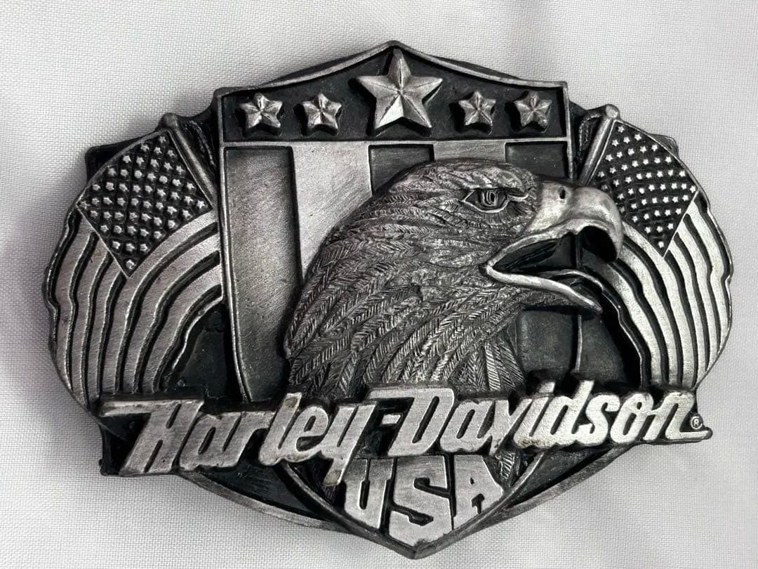 Harley Davidson Belt Buckle USA American Flag Bald Eagle D-88 Harmony 1988