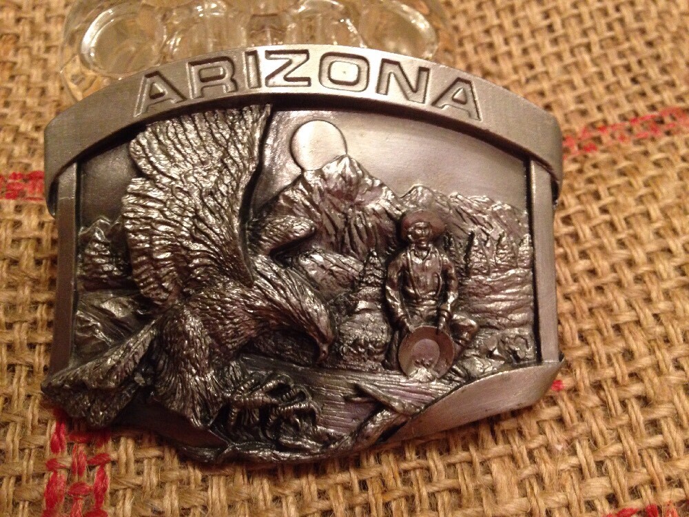 SISKIYOU ARIZONA GOLD PANNING PEWTER BELT BUCKLE AG-7 1984 WILLIAMS OREGON