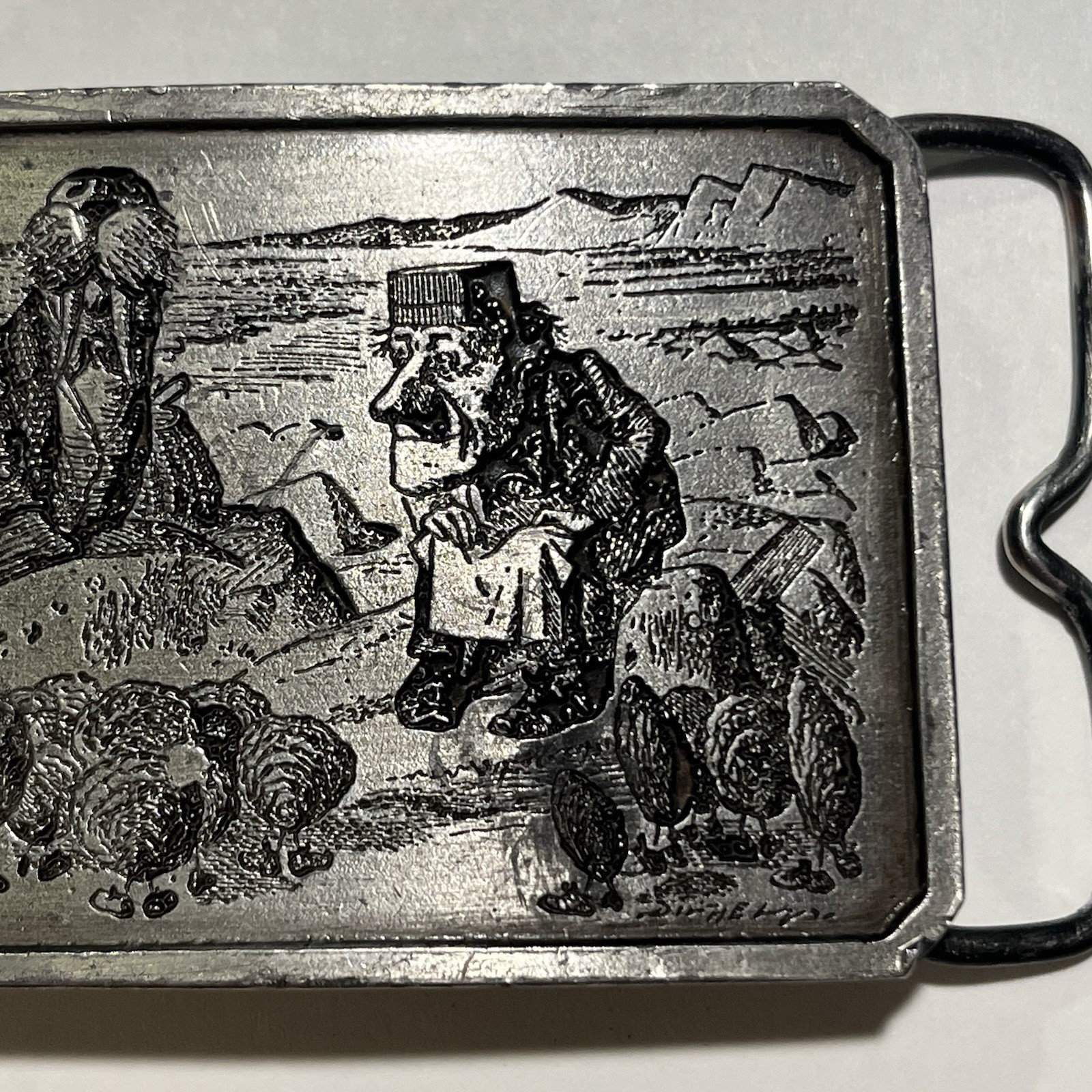 Bergamot Brass Works E-72 1974 Lewis Carroll Walrus & The Carpenter Belt Buckle