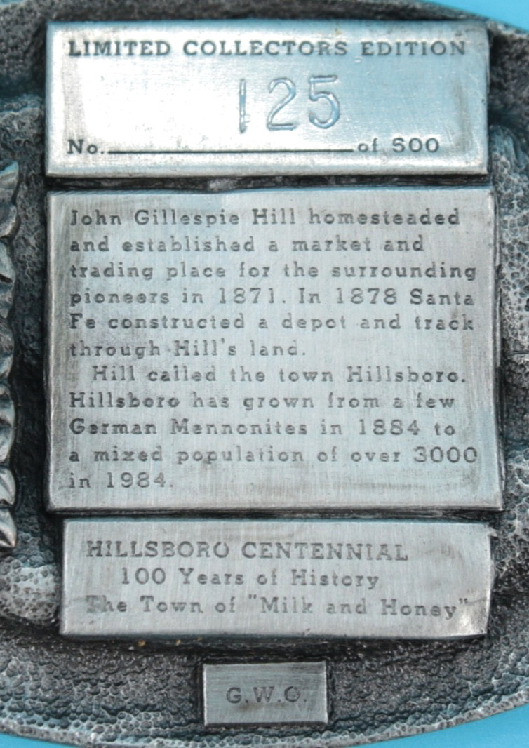 VTG 80s Hillsboro Kansas Centennial Western Commemorative Belt Buckle