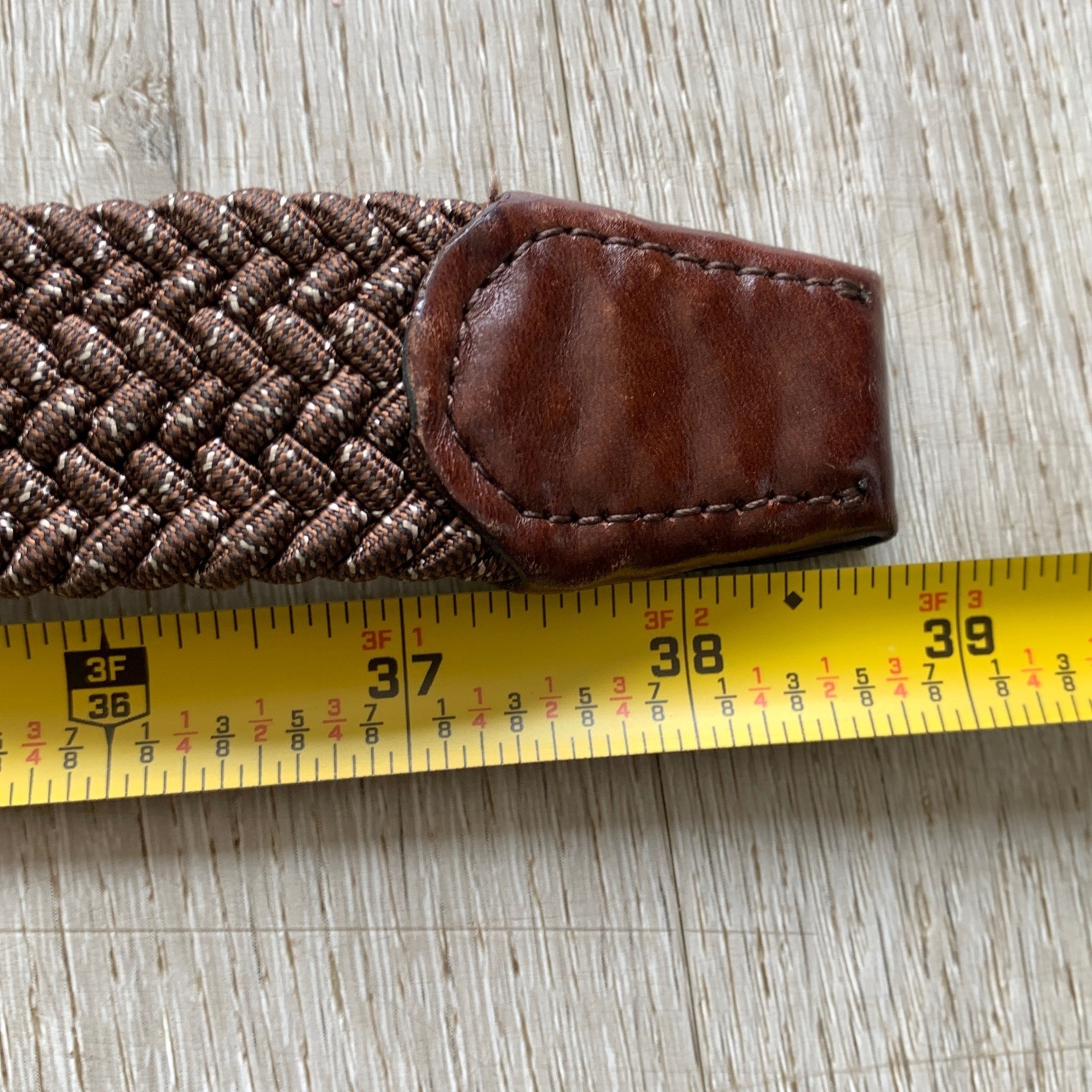 Men&rsquo;s/Unisex Brown Woven Stretch Belt with Silver Buckle Sz 34
