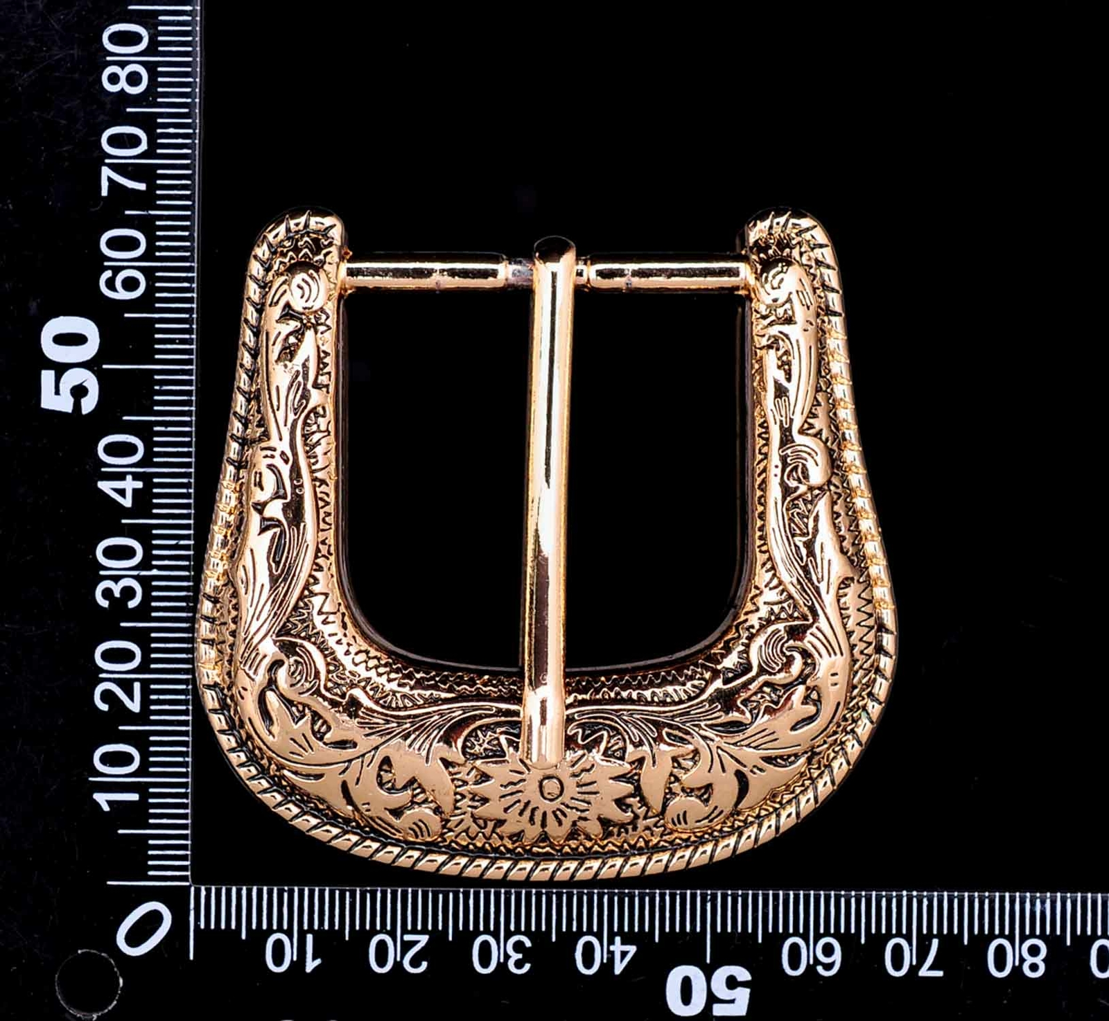 Gold Western Floral Engraved Cowboy Belt Buckle Three Piece Set Unisex 1-1/2&Prime;