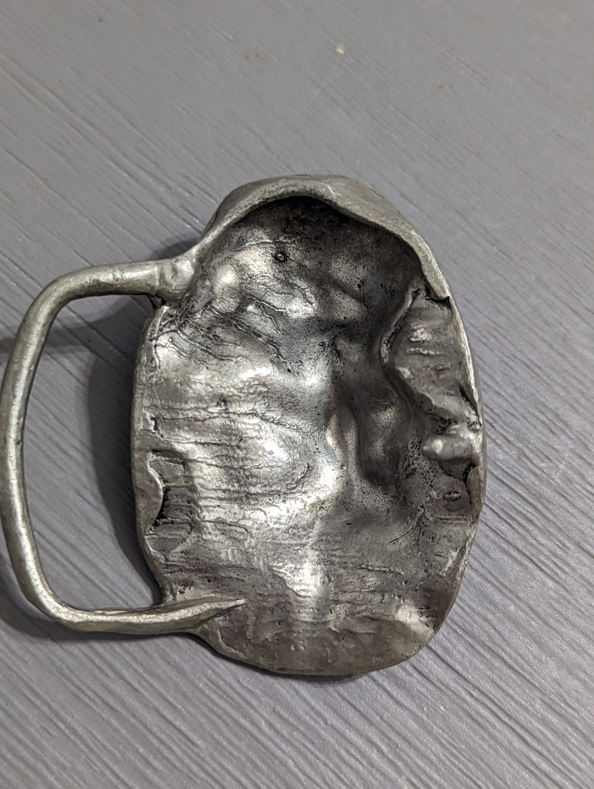 Vtg. Herman Black Metal Craft Belt Buckle, Nouveau Indiana  » Old Sailor Head »