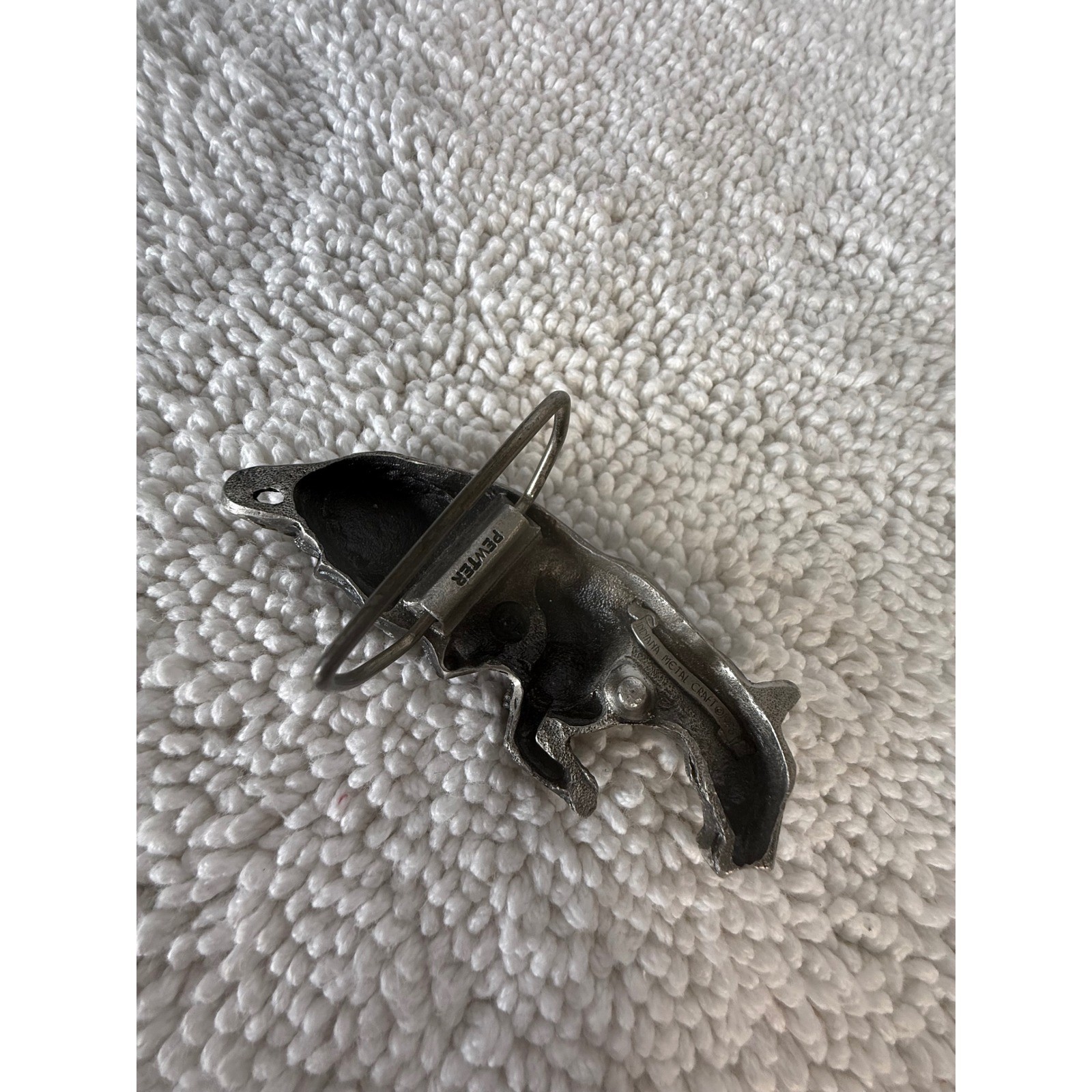 VTG Indiana Metal Craft Pewter Dog Belt Buckle 1978 Made in USA
