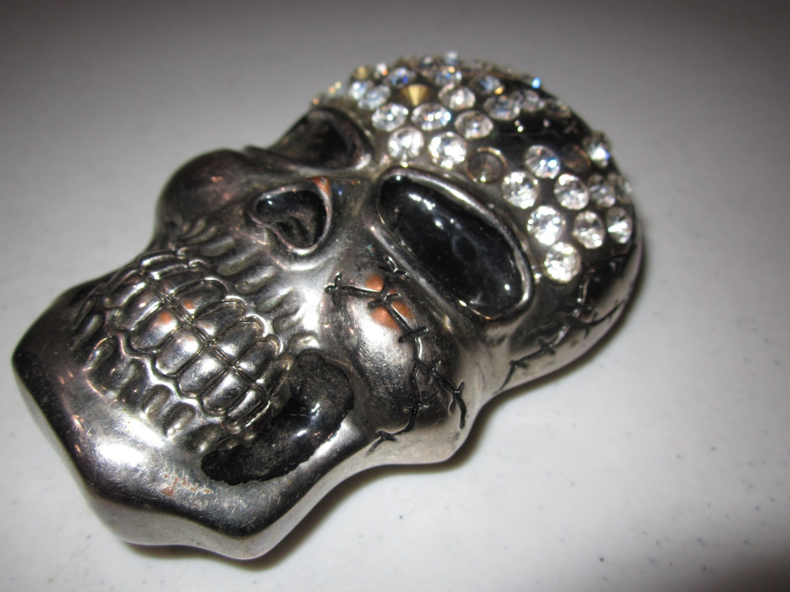 Rhinestone Covered Skull Head Belt Buckle Extremely Rare Find!!!