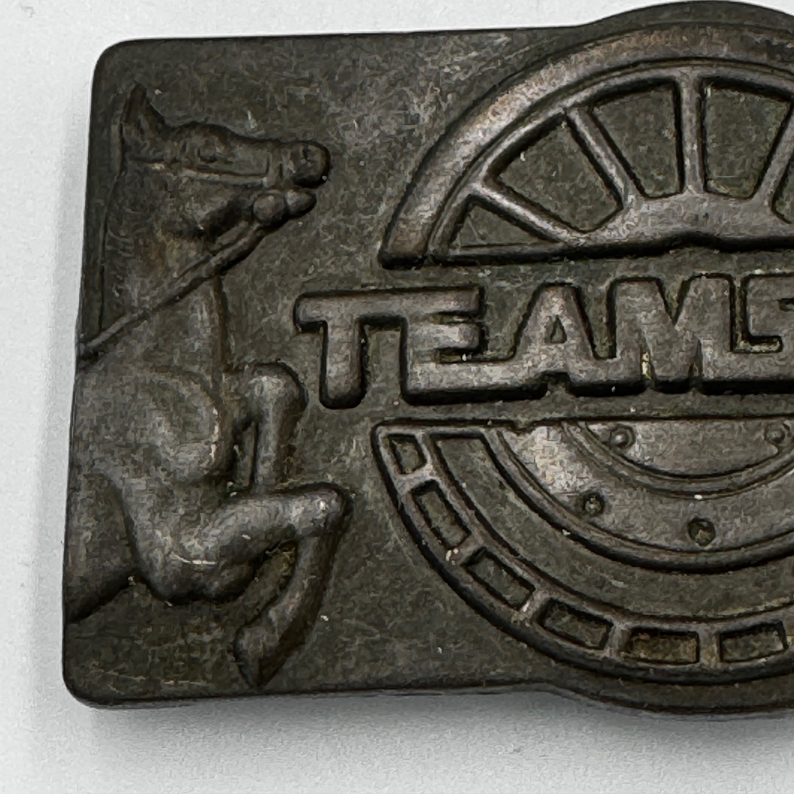 Vintage Teamster Belt Buckle Trucking Union Horse Semi Truck Metal Americana