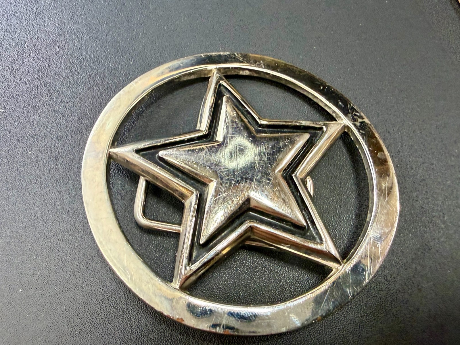 Famous Stars & Straps Five Point Star Logo See-Trough Silver Color Belt Buckle
