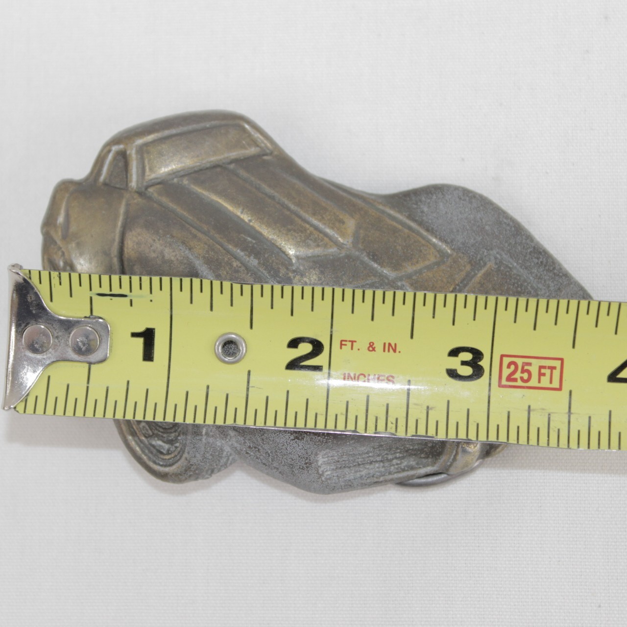 Vintage Corvette Car Shaped Embossed Metal Belt Buckle #4061