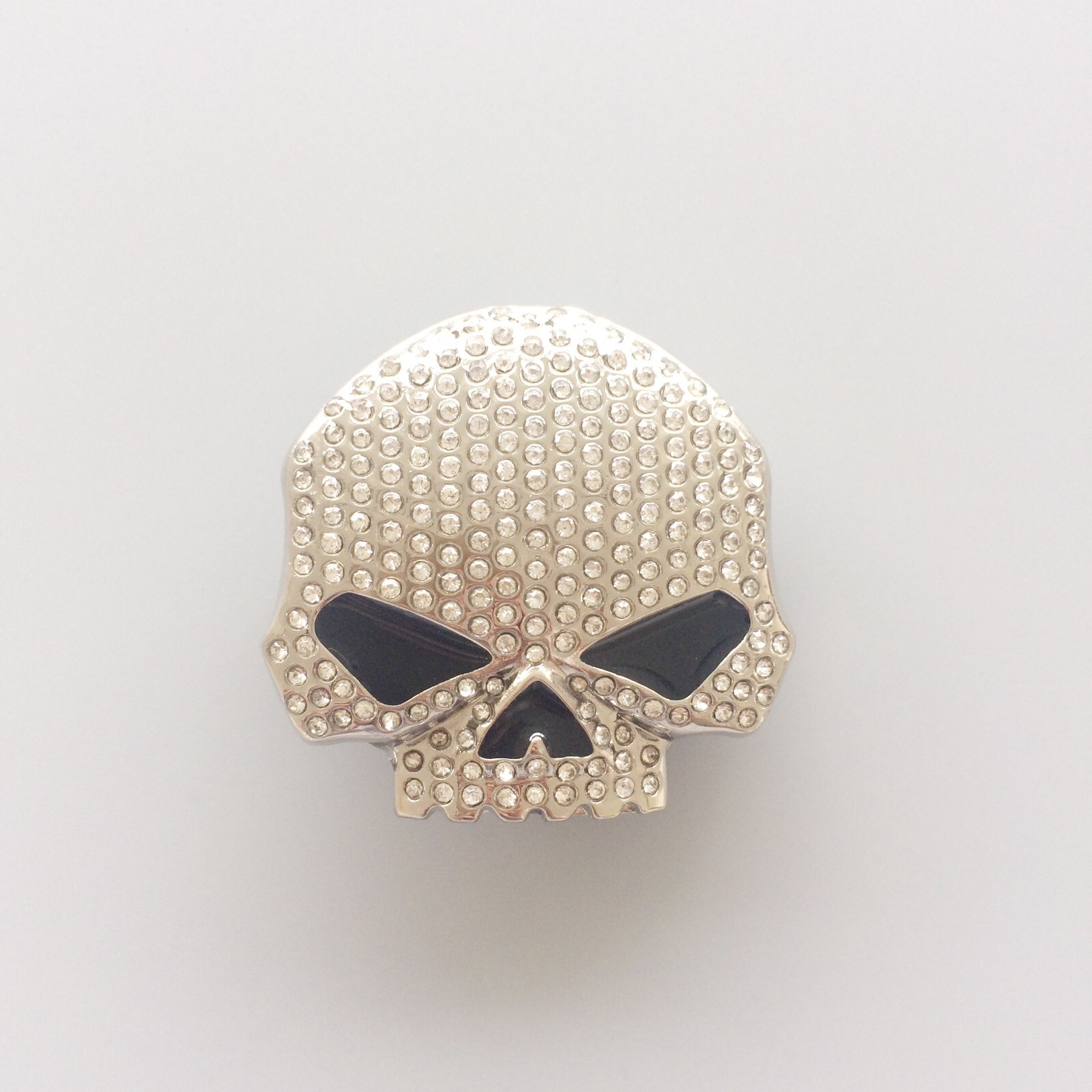 Bright Silver Plated Rhinestones Bling Skull Belt Buckle Boucle de ceinture