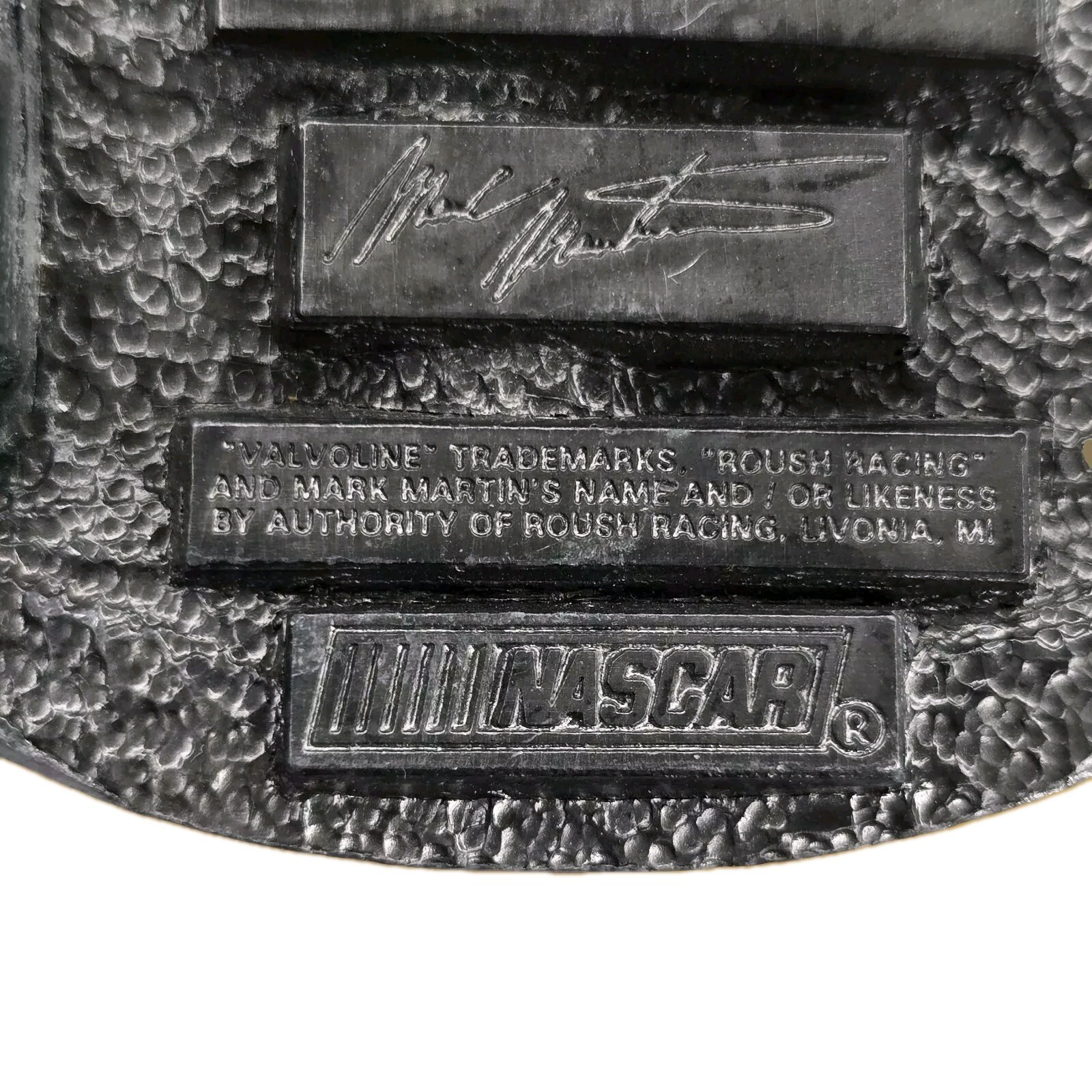 Vintage 90s Nascar Mark Martin Special Edition Valvoline Pewter Belt Buckle
