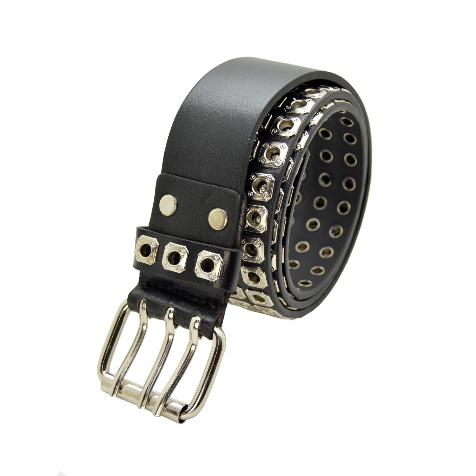 Punk Rock Rivet Faux 3 Holes Row Grommet Belt